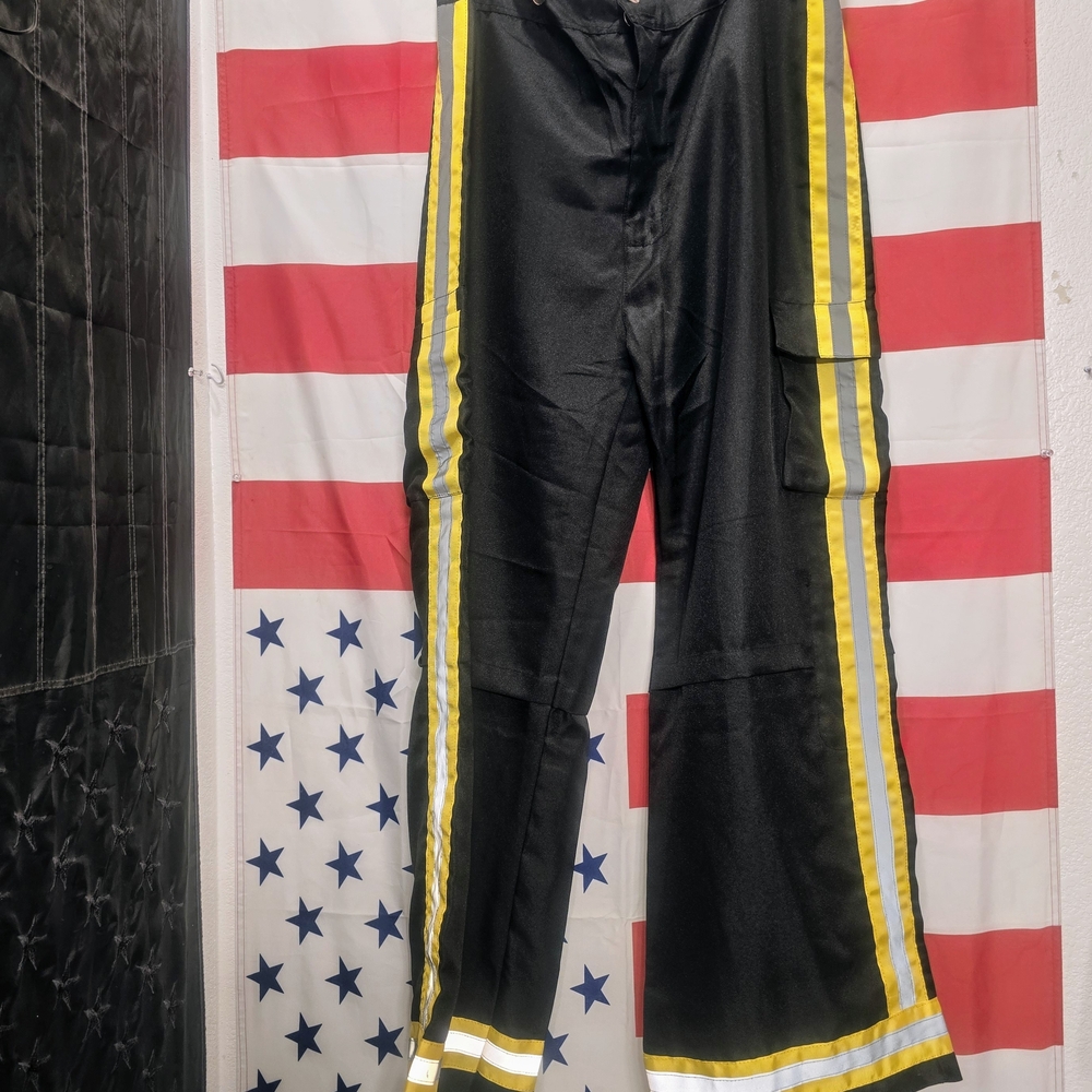 Leg Avenue Black Jumpsuit with Yellow and White Stripes